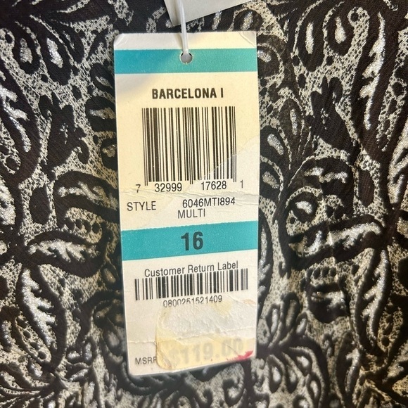 🩶NWT “Charter Club” 100% Silk Black Metallic Silver Maxi Dress Size 16🖤 - Picture 10 of 12